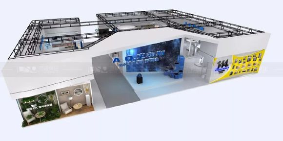 靈碩集團助力A.O.史密斯展臺設計,用科技點亮2018AWE A.O.史密斯展臺設計效果圖